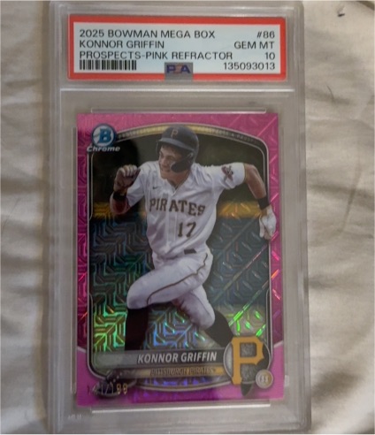 2025 Bowman Mega Box #86 Konnor Griffin Pink Refractor — front