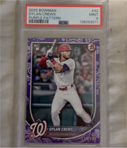 2025 Bowman #42 Dylan Crews Purple Pattern — front