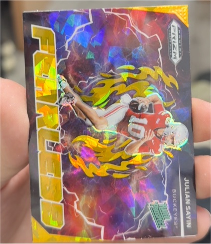 2025 Panini Prizm Draft Picks #F-JSN Julian Sayin Fearless Gold Ice Prizm (RC) — front
