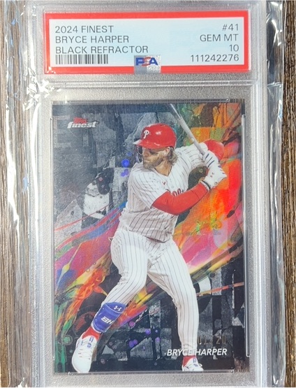 2024 Topps Finest #41 Bryce Harper Black Refractor — front