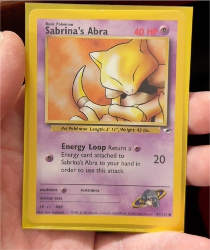 1999 Pokémon Gym Heroes #91 Sabrina's Abra — front