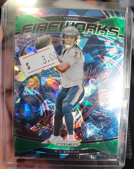 2024 Panini Prizm #3 C.J. Stroud Fireworks Green Prizm — front