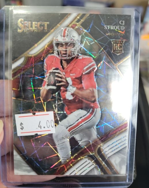 2023 Panini Select Draft Pick -Field Level C.J. Stroud #102 Red Lazer Prizm (RC) — front