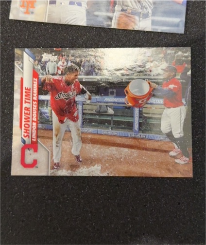2020 Topps Update #U-256 Shower Time (Jose Ramirez / Francisco Lindor) Cleveland Indians — front