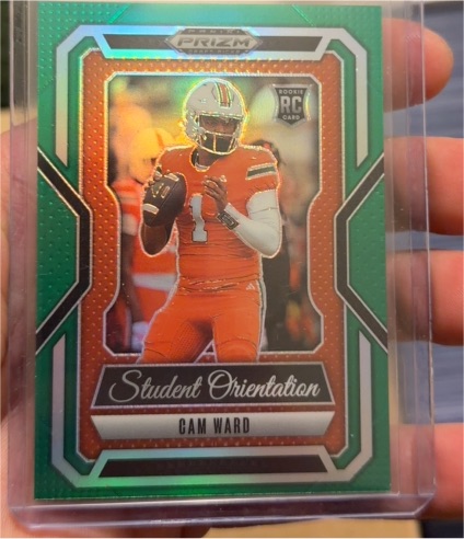 2025 Panini Prizm Draft Picks #12 Cam Ward Student Orientation Green Prizm Rookie — front