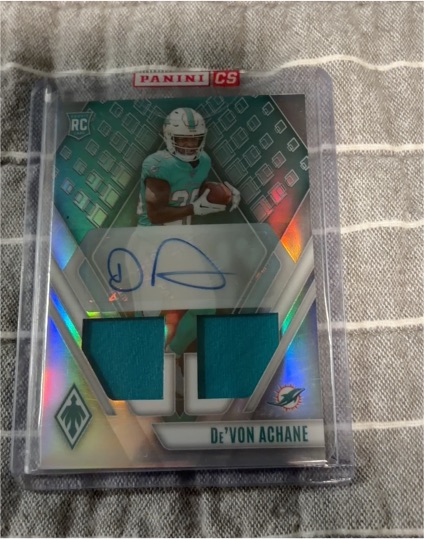 2023 Panini Phoenix #CS De'Von Achane Rookie Patch Auto Dual Jersey — front