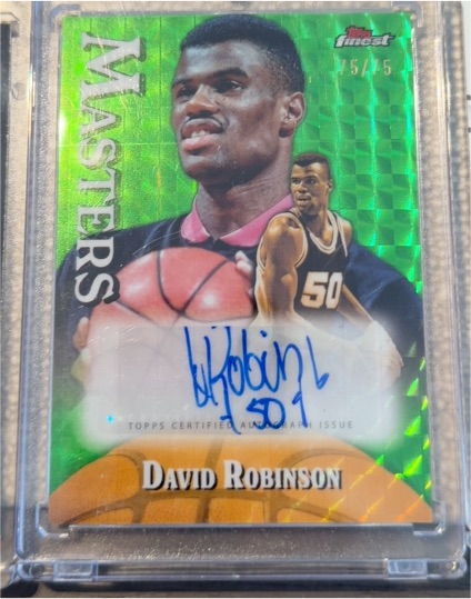 2024-25 Topps Finest #MA-DR David Robinson Masters Auto Green Geometric Refractor #/75 — front