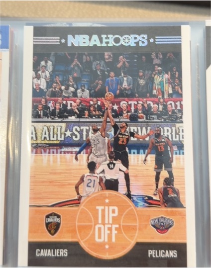 2017-18 Panini NBA Hoops #7 Anthony Davis / LeBron James Tip-Off — front