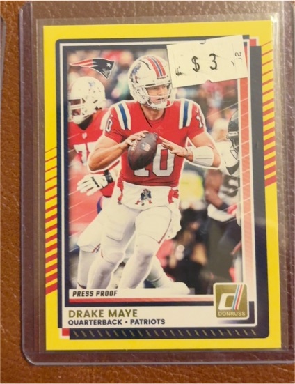 2025 Panini Donruss #58 Drake Maye Press Proof Yellow — front