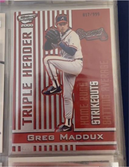 2000 Pacific Revolution Triple Header Silver # Greg Maddux — front