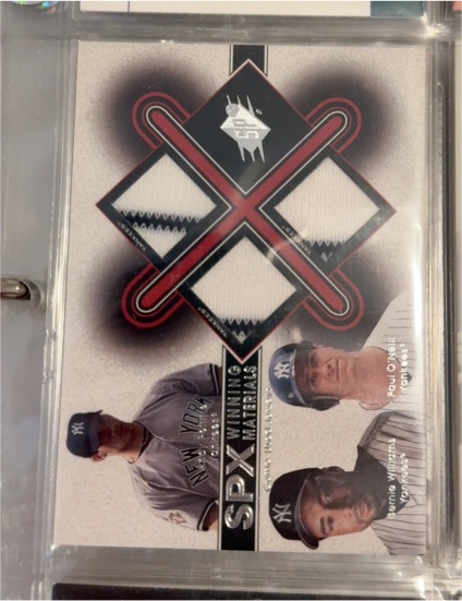 2001 Upper Deck SPX Winning Materials #WM-PPW Andy Pettitte / Paul O'Neill / Bernie Williams — front