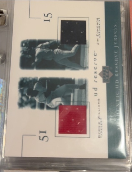 2001 Upper Deck Reserve Game Jersey Duos #JGW Bernie Williams / Jim Edmonds — front