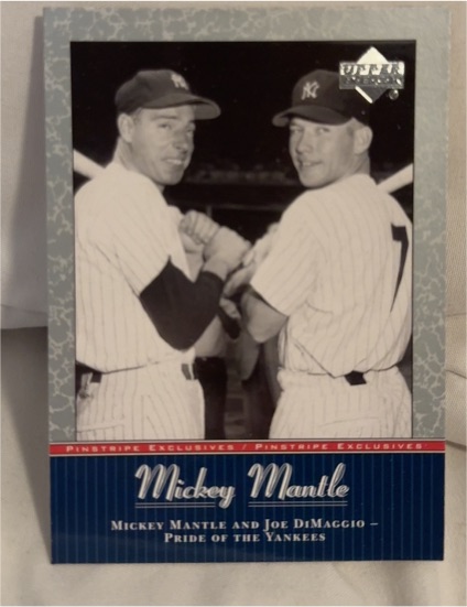 2001 Upper Deck Pinstripe Exclusives #MM54 Mickey Mantle — front
