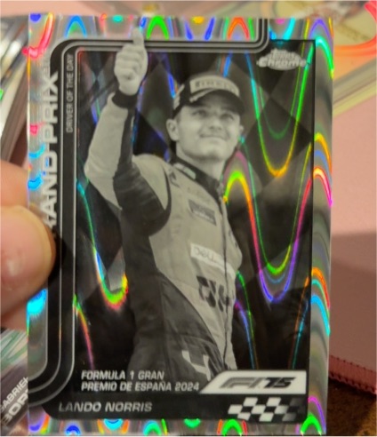 2024 Topps Chrome Formula 1 F1 #131 Lando Norris Black & White RayWave Refractor — front
