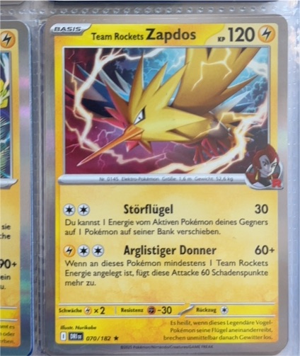 2025 Team Rocket's Zapdos #070/182 — front