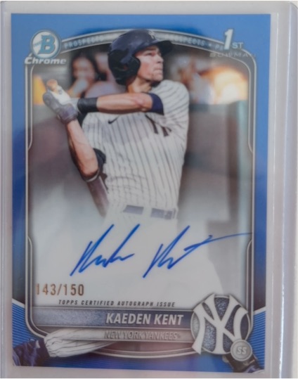 2025 Bowman Draft #CPA-KKE Kaeden Kent Chrome Prospect Autographs — front