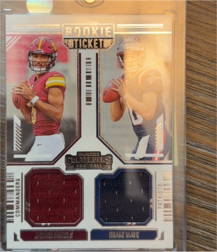 2024 Panini Contenders Rookie Ticket Dual Patch #DS-13 Jayden Daniels/Drake Maye — front