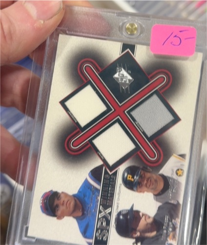 2001 Upper Deck SPx Winning Materials Update Trios #HDG Todd Helton / Carlos Delgado / Jason Giambi — front