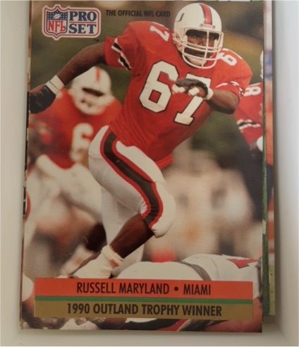 1991 Pro Set #32 Russell Maryland Miami Hurricanes — front