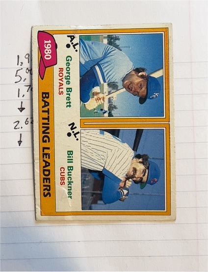 1981 Topps #1 1980 Batting Leaders George Brett / Bill Buckner — front