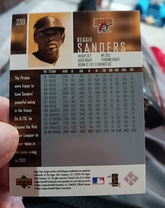 2003 Upper Deck #239 Reggie Sanders — front