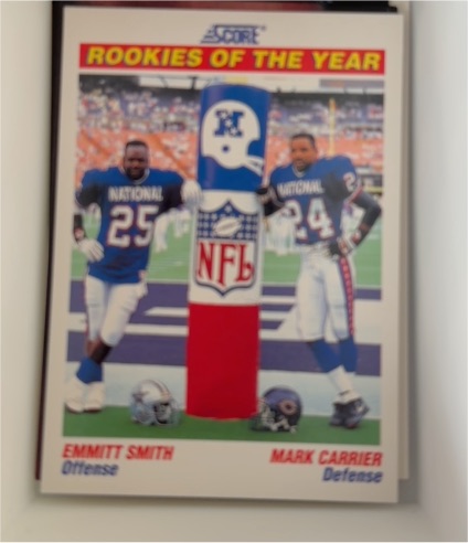 1991 Score #675 Emmitt Smith & Mark Carrier Rookies of the Year — front