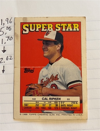 1988 Topps Stickers #44 Cal Ripken — front