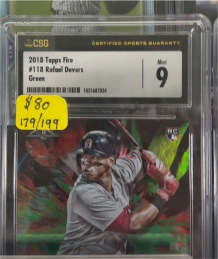 2018 Topps Fire #118 Rafael Devers Green — front