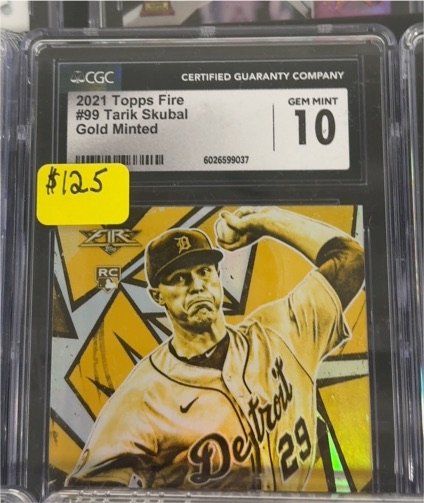 2021 Topps Fire #99 Tarik Skubal Gold Minted — front