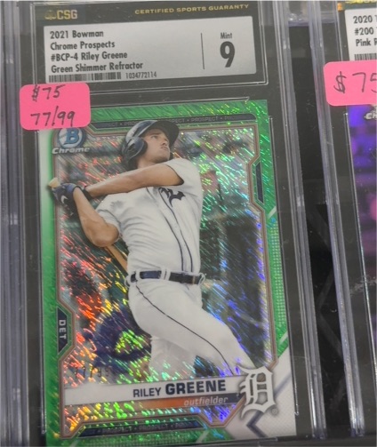 2021 Bowman Chrome Prospects #BCP-4 Riley Greene — front