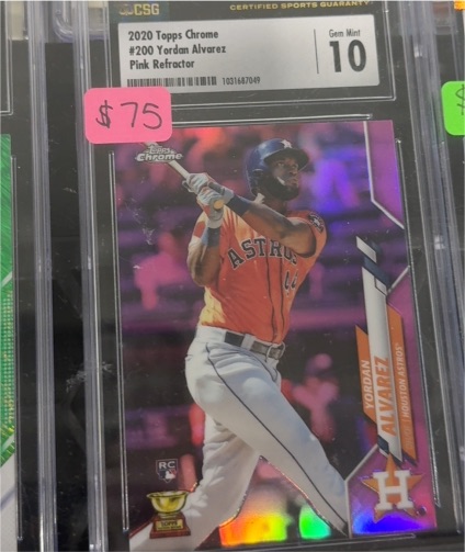 2020 Topps Chrome #200 Yordan Alvarez Pink Refractor — front
