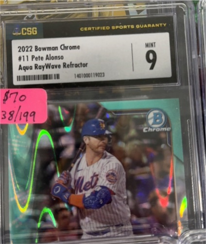 2022 Bowman Chrome #11 Pete Alonso Aqua RayWave Refractor — front
