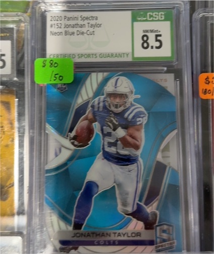 2020 Panini Spectra #152 Jonathan Taylor Neon Blue Die-Cut — front