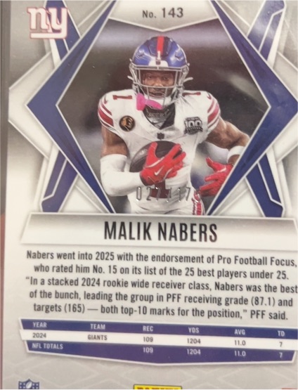 2024 Panini Mosaic #143 Malik Nabers — front