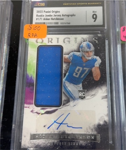 2022 Panini Origins #171 Aidan Hutchinson Rookie Jumbo Jersey Autographs — front
