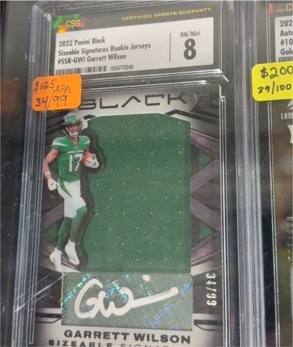 2022 Panini Black Sizeable Signatures Rookie Jerseys #SSR-GWI Garrett Wilson — front