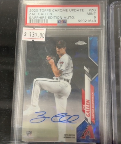 2020 Topps Chrome Update #ZG Zac Gallen Sapphire Edition Auto — front