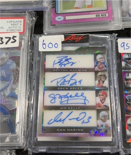 2022 Leaf Multi Graphics #219 Peyton Manning/Drew Brees/Jim Kelly/Dan Marino — front