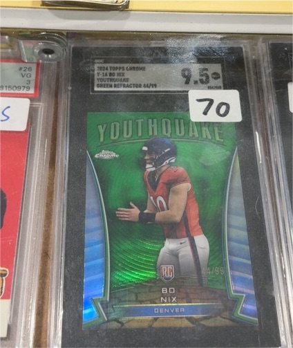 2024 Topps Chrome #Y-16 Bo Nix Youthquake Green Refractor — front