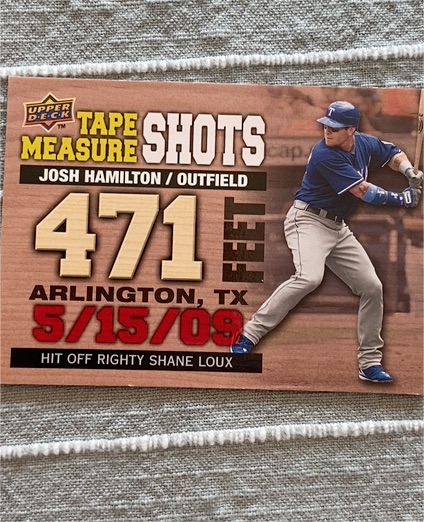 2010 Upper Deck Tape Measure Shots #TMS-5 Josh Hamilton — front