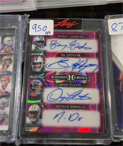 2025 Leaf Sports Heroes Quad Auto Barry Sanders Bo Jackson Doug Flutie Jayden Daniels — front