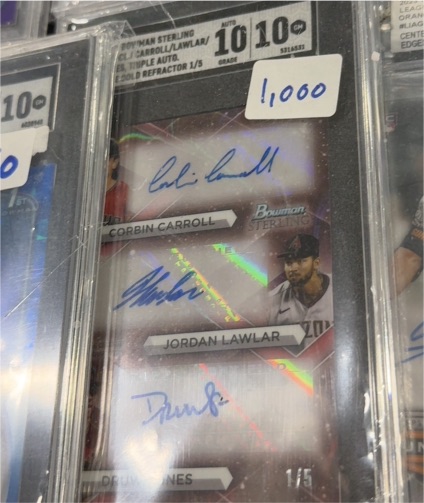 2023 Bowman Sterling #1/5 Corbin Carroll/Jordan Lawlar/Drew Jones Triple Auto — front