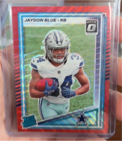 2025 Panini Donruss Optic #308 Jaydon Blue Rated Rookie Red Wave Preview — front