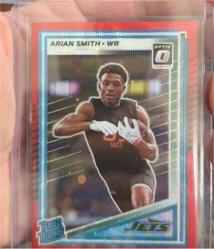 2025 Panini Donruss Optic #386 Arian Smith Rated Rookie Red Wave Preview — front