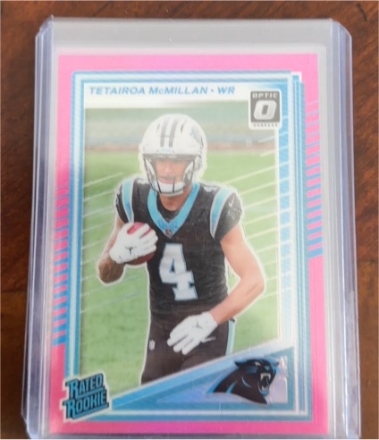 2025 Panini Donruss #314 Tetairoa McMillan Rated Rookie Pink Optic Preview — front