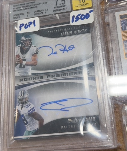 2020 Panini Instant Rookie Premiere Dual Auto Jalen Hurts CeeDee Lamb #RPS4 — front