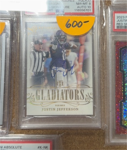2023 National Treasures Justin Jefferson Gladiators Vikings — front
