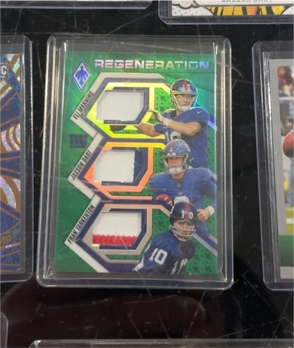 2025 Panini Phoenix Regeneration #RGN-RAI Eli Manning/Jaxson Dart/Fran Tarkenton — front