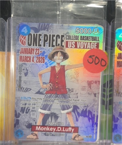 2026 Bandai One Piece College Basketball US Voyage #P-055 Monkey D. Luffy — front