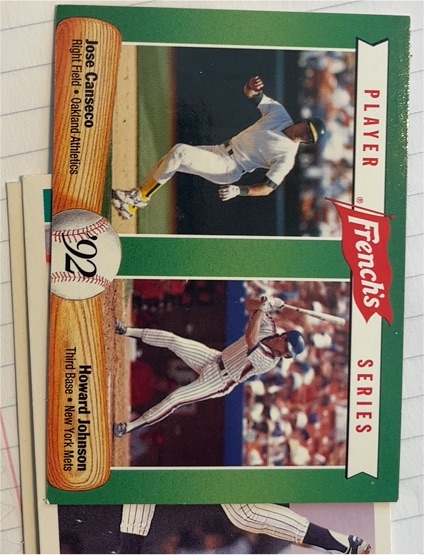 1992 French's #4 Jose Canseco / Howard Johnson — front